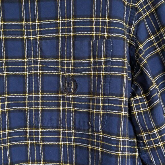 Chaps Men's Cotton Oxford Shirt Size L Blue Plaid Button Down Long Sleeve - Picture 2 of 11